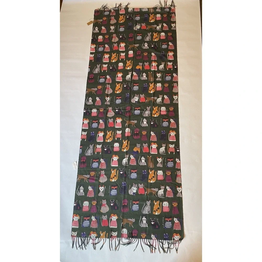 Women's Super Soft Cat Print 100% Viscose Scarf. 72" X 27.5" - Picture 1 of 10